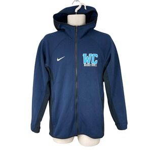 WC Basketball Jacket Men Nike Dri Fit Full Zip Hooded Sweatshirt Size S Blue